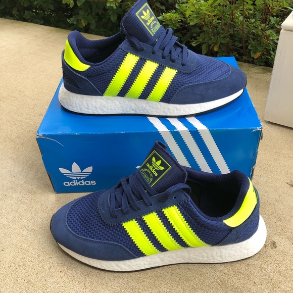 adidas shoes blue yellow stripes